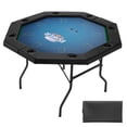 thumbnail image 1 of KFFKFF Foldable Poker Table, 8 Player 48 in Folding Casino Leisure Table with Padded Rails & Cup Holders, Octagonal Portable Game Tables with Felt & Metal Legs, 1 of 9