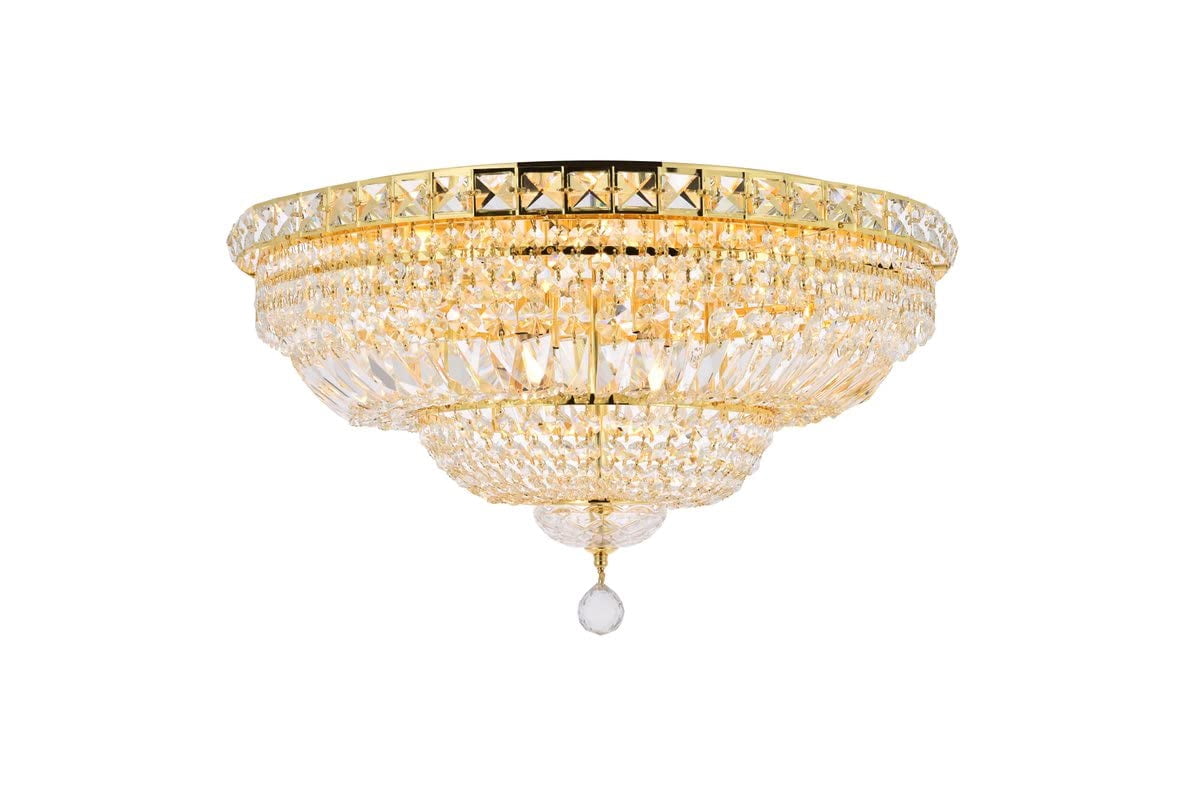 Elegant Lighting Tranquil 24" 12 Light Royal Crystal Flush Mount
