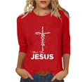 thumbnail image 2 of Daisyyozoid T-Shirt de Pâques Joyeuses pour Femme Col Rond Haut à Manches Longues Haut à Manches Longues Col Rond T-Shirt, 2 of 5