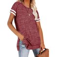 thumbnail image 1 of MesaSe Mode Femmes Loisirs Solide Manches Courtes Décontracté en Vrac Tops, 1 of 4