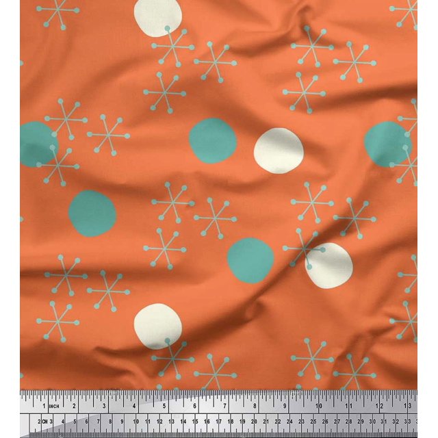 Soimoi Poly Georgette Fabric Geometric & Polka Dots Fabric Prints By Yard 42 Inch Wide