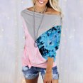 thumbnail image 2 of Women Printed Patchwork Cold Shoulder T-Shirt Short Sleeve Casual Tee Tops, 2 of 5
