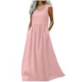 thumbnail image 1 of Kyusrd Robe Maxi pour Femmes Robe d'Été Débardeur Robe Sans Manches Robe Soleil Col en V Fluide Ligne A Longue avec Poche, 1 of 7