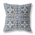 thumbnail image 1 of Amrita Sen CAPL532FSDS-ZP-18x18 Clover Leaf Floral Suede Zippered Pillow with Insert Blue Orange, 1 of 3