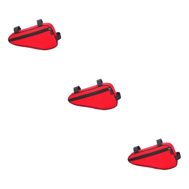 fastboy Mountain Bicycles Front Tube Frame Storage Bag Road Bikes Anti-scratched Triangular Pouch Keys Cellphone Saddle Holder Red 3Set
