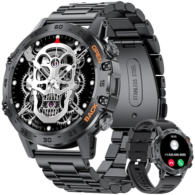 Military Smart Watch for Men(Answer/Dial Calls),100 Sports Modes, 5ATM Waterproof Fitness Watch with Heart Rate/SpO2/Blood Pressure for Android and i
