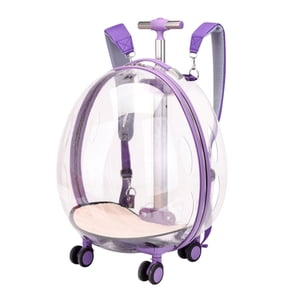 FYTPOV Porte-chien Cat Carrier, sac de transport clair pour animaux de compagnie respirant, étui de chariot pour animaux avec roues et poignée télescopique pour le camping