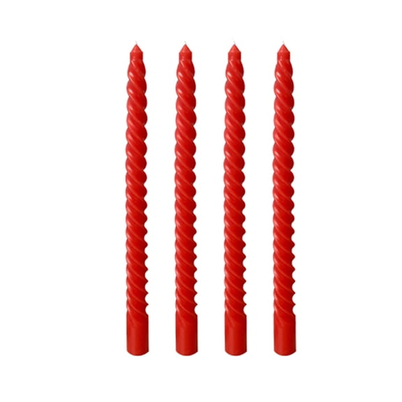 Virelaxpo 4 Bougies Décoratives Rouges à Long Filetage pour Mariage, Banquet, Fête, Congé 25 cm Déco Maison