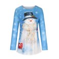 thumbnail image 4 of IROINID Chemises de Noël en Solde pour Femmes Blouse à Manches Longues Col Rond Imprimé, Bleu, 4 of 6