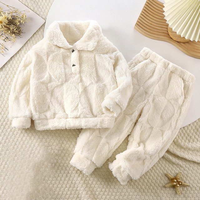 RXIRUCGD Manteau à Manches Longues pour Enfants, Col Rond, Couche Inférieure en Cuir Artificiel (Blanc, Taille: S)