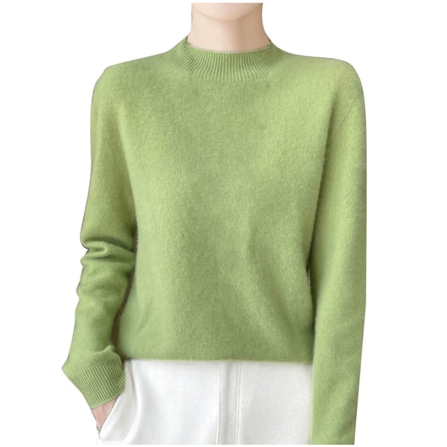 Cameland Pull Tricoté Mode Femme Décontracté Col Semi-Haut Couleur Unie Base Ample