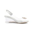 thumbnail image 3 of BLISSFUL STEP Chaussures pour Femmes Talons Compensés Transparents à Strass Bout Ouvert Slingback Chaussures Transparentes Argent 8, 3 of 8