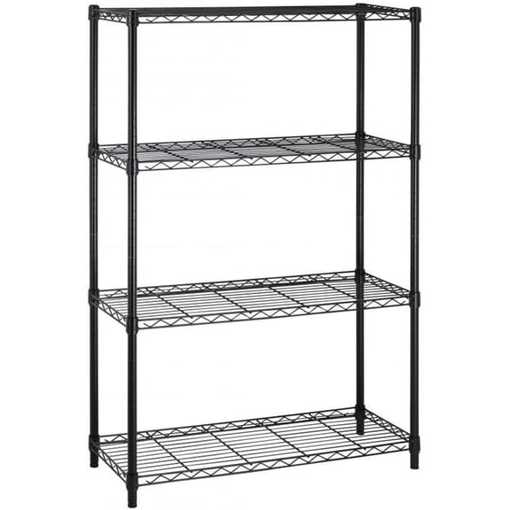 FDW BestOffice 4-Tier Metal Wire Shelving Unit, Adjustable Heavy-Duty Storage Rack, 1000 Lbs Capacity, Commercial Steel Organizer, 14"x36"x54", Black