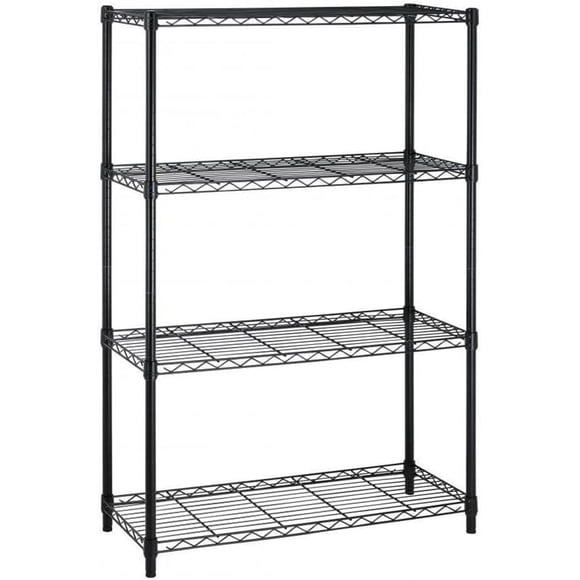 FDW BestOffice 4-Tier Metal Wire Shelving Unit, Adjustable Heavy-Duty Storage Rack, 1000 Lbs Capacity, Commercial Steel Organizer, 14"x36"x54", Black
