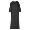 thumbnail image 4 of cfhntfmh Robes en Coton et Lin pour Femmes Décontractées à Col Rond à Manches Longues Longue Robe Maxi avec Poches Grande Taille Robe de Plage Fluide, 4 of 6
