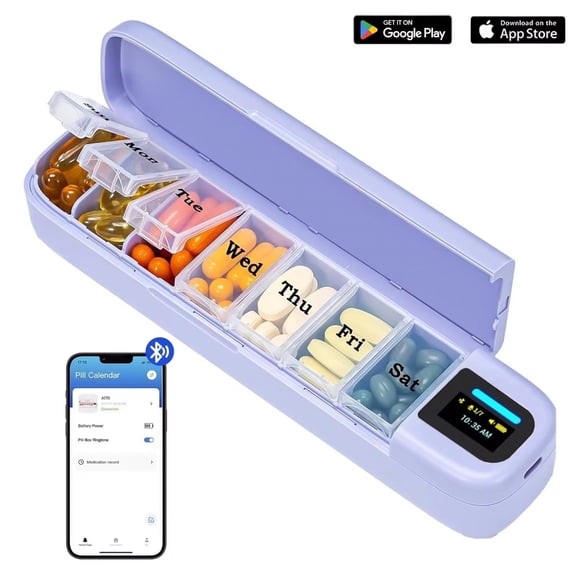 TUTT Smart Pill Organizer | Bluetooth 7-Day Medication Dispenser, Reminder Box | With Alarm for iOS & Android
