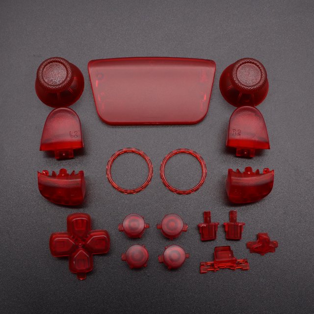 Replacement Buttons Set D-Pad L1 R1 L2 R2 Trigger Button Key Accent Ring For PS5 V3.0 BDM-030 Controller clear red