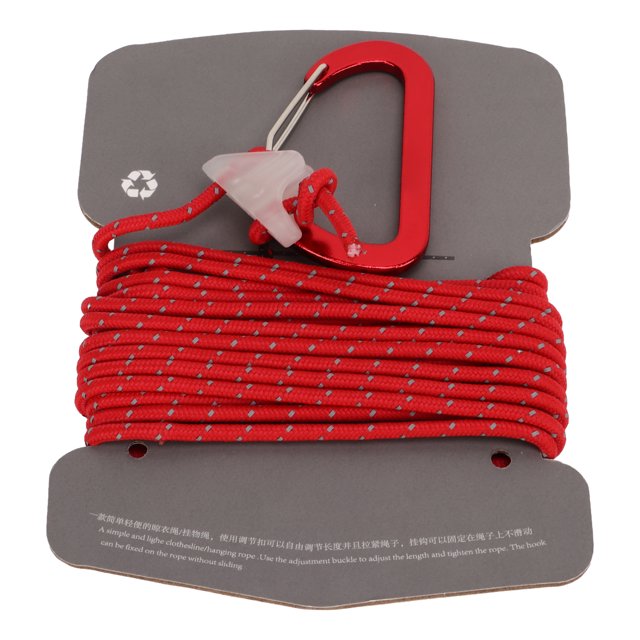 Camping Clothesline, Hanging Clothesline 4.3m Length For Emergency Rescue For Hiking Red,Black