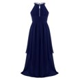 thumbnail image 3 of Oyolan Robe de Demoiselle d'Honneur pour Enfants Robe Longue en Chiffon pour Concours Soirée Danse Robe Marine lue 16, 3 of 7