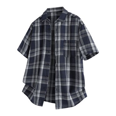 Taqqpue Men's Casual Button Down Shirts Plaid Short Sleeve Plus Size Tops Summer Fashion Vacation Beach Shirt M-4XL