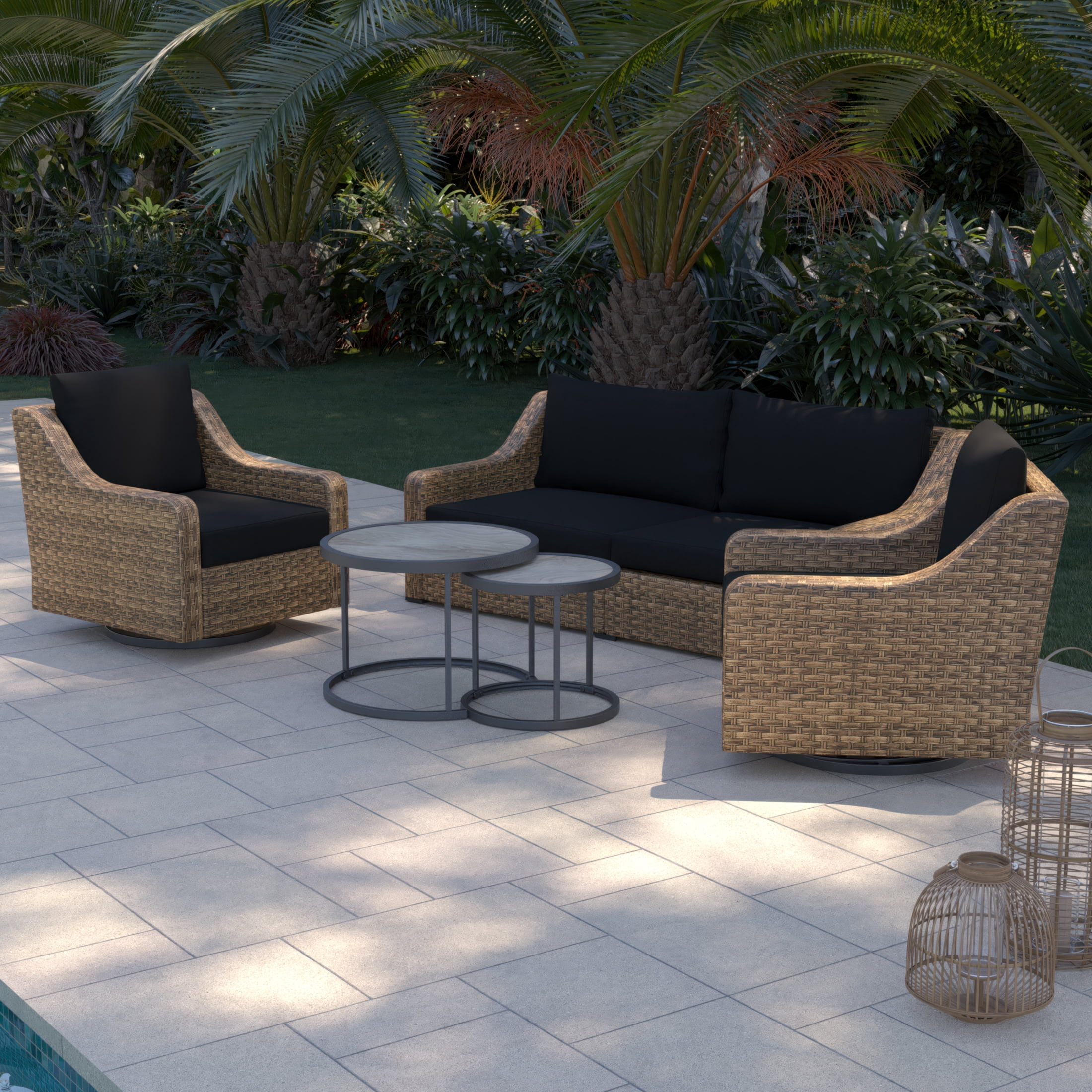 Ensemble de coussins de siège profond extérieur de qualité supérieure bleu marine 61 nbsp;cm x 61 nbsp;cm Better Homes & Gardens avec housse amovible, résistant aux intempéries et aux taches