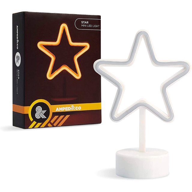 ORUYROP-Star Neon Light Desk, 7"x5"-Christmas Mini LED Star Neon Sign, Battery Operated Neon Sign-Light Signs Desk decor Indie Room Decor LED sign