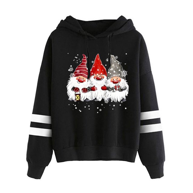Innerwin Sweat à Capuche Imprimé de Noël pour Femmes Sport Colorblock Coupe Ample Noir G