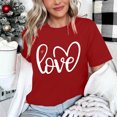 thumbnail image 4 of Penkiiy T-Shirts de la Saint-Valentin pour Femmes, T-Shirts Graphiques Imprimés, Mignons avec Cœur d'Amour, T-Shirts Décontractés à Manches Courtes, m Rouge, 4 of 5