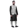 thumbnail image 2 of Atasi Kurta Solid Churidar Pajama & Printed Nehru Jacket Set For Mens Party Wear, 2 of 3