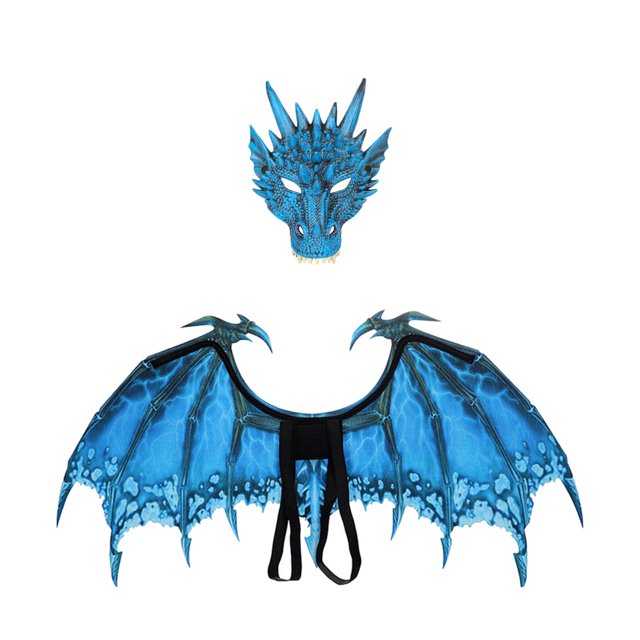 Dragon Costume Dragon Wing Adults Masquerade Cosplay Dinosaur Set Blue