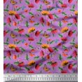 thumbnail image 1 of Soimoi Purple Poly Georgette Fabric Leaves,Insect & Floral Artistic Print Sewing Fabric BTY 42 Inch Wide, 1 of 3