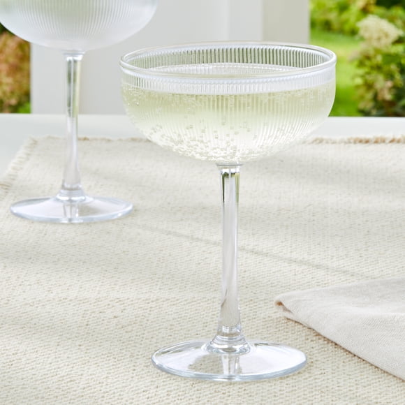 Better Homes & Gardens Acrylic Clear Texture Coupe Glass, Clear, 1-Count