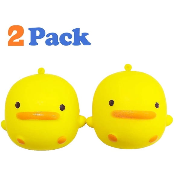 Squishy Yellow Duck 2 Pack, Slow Rising Squishies Animals Soft and Scented Stress Relief Toy for Kids Adults with 2 Phone Straps Party Favor