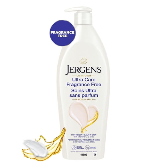Jergens Ultra Care Fragrance Free Moisturizer & Body Lotion for Dry Skin, 620mL