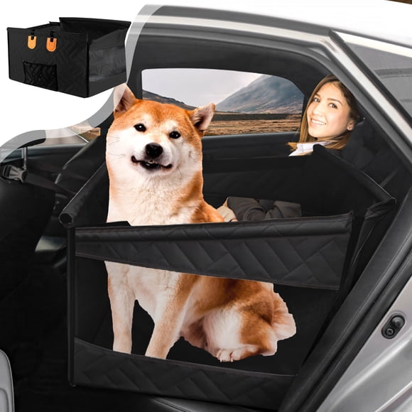 Birdeem Car Rear Seat Pet Cover with Mesh Basket,Waterproof Dog Car Seat Protector for Back Seat,Non-Slip Vehicle Cushion with Hard Bottom for Cars,Pets,Travel