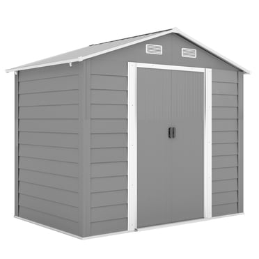 Outsunny Remise de Rangement Extérieure 7,5 Pieds x 6,5 Pieds avec Doubles Portes, Gris Pâle