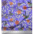 thumbnail image 1 of Soimoi Purple Georgette Viscose Fabric Flying Bird & Floral Print Sewing Fabric BTY 42 Inch Wide, 1 of 3