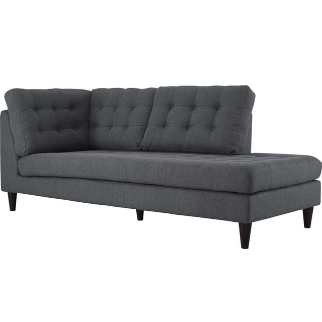 Modway Empress Upholstered Polyester Fabric Right Facing Chaise in Gray