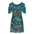 thumbnail image 4 of CHUANK Robes d'Été en Solde Femmes Décontractées Amples Formelles Imprimé Floral Robe de Plage Épaules Dénudées, 4 of 5