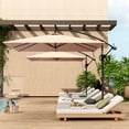 thumbnail image 2 of Outsunny Patio Offset Umbrella UPF 50+ UV Protection, Water-Resistant, Khaki, 2 of 10