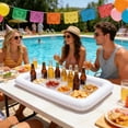 thumbnail image 4 of Vacemry PVC Inflatable Buffets Cooler, White Serving Tray Squares Ice Bar Food Drink Holders, Salad Bar Party Picnic Pool Ice Chilling Container for Outdoor Garden Beach BBQ, 4 of 5