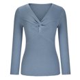 thumbnail image 4 of RKSTN Chandails pour Femmes Mode Uni Manches Longues Col Rond Chandail Décontracté Hauts Chandails d'Automne, 4 of 8