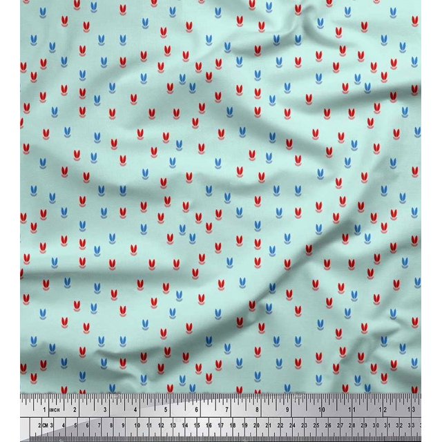 Soimoi Rayon Fabric Artistic Leaves Print Fabric by Yard 42 Inch Wide