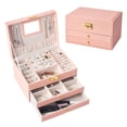 thumbnail image 3 of EGNMCR Jewelry Boxes & Organizers Jewelry Box With Lock And Mirror Jewelry Organizer Storage Case With 3-Layers Display For Earrings Bracelets Rings Watches Jewelry Boxs, 3 of 4