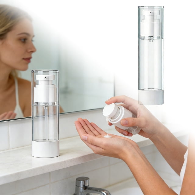 Mini Bouteille Distributrice de Voyage pour Articles de Toilette Distributeur de Voyage Portable Quatre Spécifications Propulsion sous Vide et Rangement pour Articles de Toilette et Organisateur de Voyage