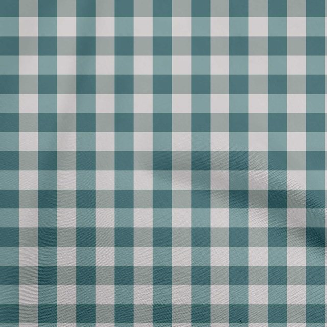 oneOone Rayon Teal Green Fabric Check Sewing Material Print Fabric By The Yard 56 Inch Wide
