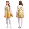 thumbnail image 1 of RUNQHUI Robe Évasée pour Filles Fête d'Anniversaire Robe à Bretelles Jupe Plissée Vêtements de Carnaval Or 14, 1 of 6