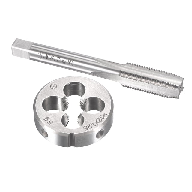 Unique Bargains M12 x 1.25mm Metric Tap and Die Set Machine Thread Tap with Round Die