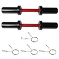 thumbnail image 1 of 16 Inch Dumbbell Bar Handles (2-Pack) - Heavy Duty Solid Steel Loadable Bars w/Rotating Sleeves & Knurled Grips, 100LB Capacity, 2" Plate Compatible + 4 Spring Collars - Home Gym Strength Training, 1 of 6
