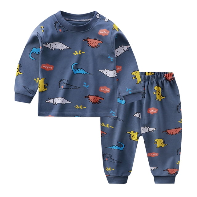 Pisexur Tenue d'Automne pour Bébé Fille Garçon, Ensemble 2 Pcs, Ensembles de Pyjamas pour Tout-Petit Bébé, Chandails à Col Rond à Manches Longues et Pantalons, Mode Décontractée, Ensemble de Vêtements de Nuit en Coton pour Garçons, 3 Mois à 6 Ans